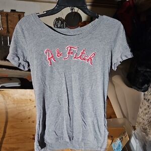 Abercrombie & Fitch Gray Crop Top with Red Logo